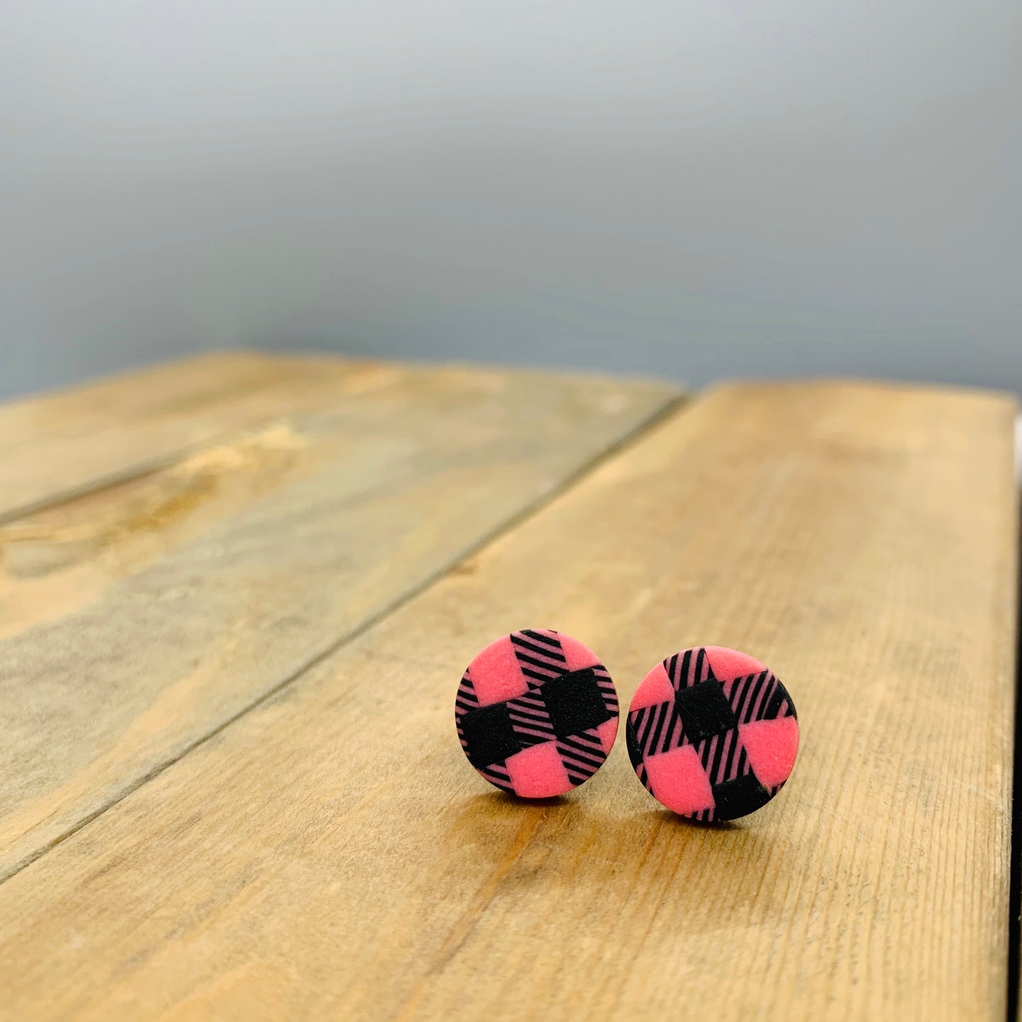 Pink Buffalo Plaid Post Earrings