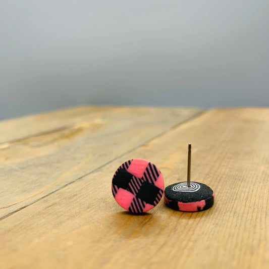 Pink Buffalo Plaid Post Earrings