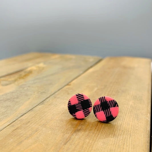Pink Buffalo Plaid Post Earrings